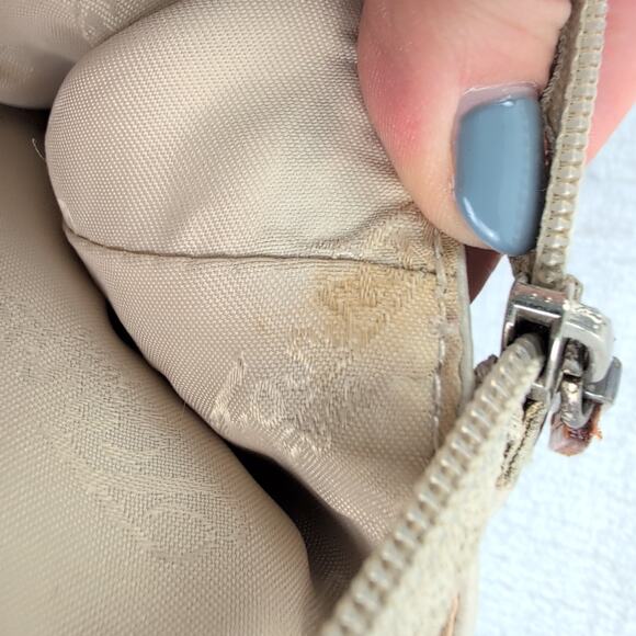 Y2K Early 2000's Fossil Satchel Purse Cream/Chestnut Handles Stitching - Picture 14 of 16